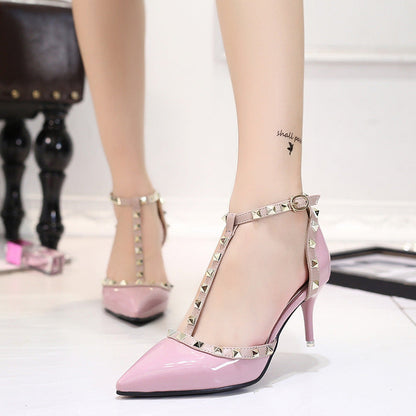 Turn Heads with Chic Studded Pointed High Heels for Women CJ