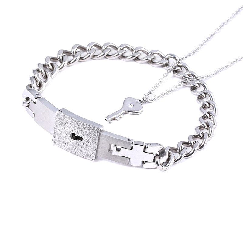 Special Day titanium steel love lock set: matching projection lock bracelet and key necklace for lovers A&S Collection