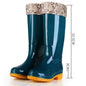 Women's Rain Boots Mid-high Tube Fashion Velvet Padded Thick Rain Boots Warm Winter Rain Boots Non-slip Adult