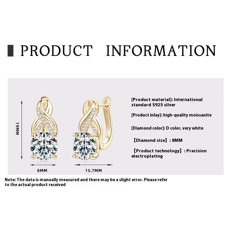 Light Luxury Moissanite Twist Earrings For Women A&S Collection