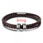 Personalized Mens Braided Genuine Leather Bracelet Stainless Steel Custom Beads Name Charm Bracelet For Men With Family Names A&S Collection