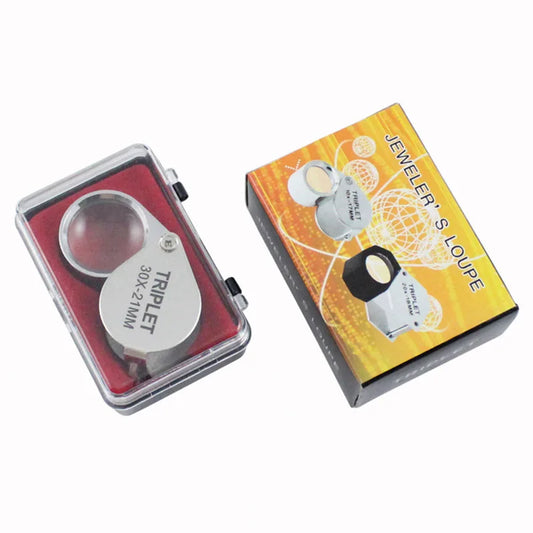 Pocket Loupe Magnifier Jewelry Magnifying Glass Foldable Diamond Lupa Triplet Jewelers Eye Glass Tool Reading Magnifier