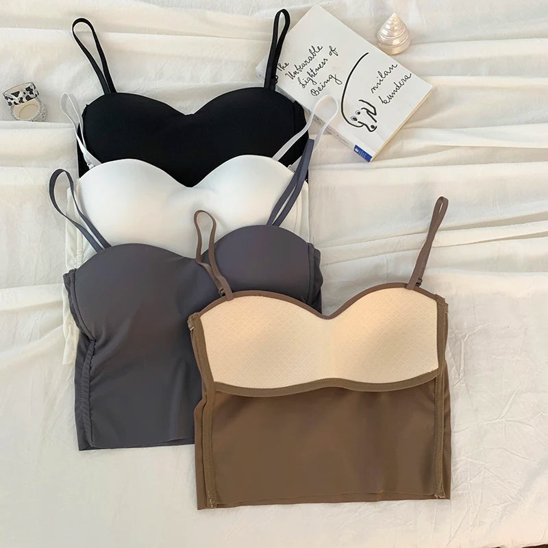 ITOOLIN Fashion Backless Tank Tops Cute Crop Tops For Women Slim Elastic Camisole Ice Silk Women Spaghetti Camis With Bra Pad A&S Collection