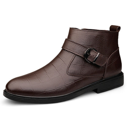 Cowhide And Velvet Warm Leisure Plus Size Leather Boots A&S Collection