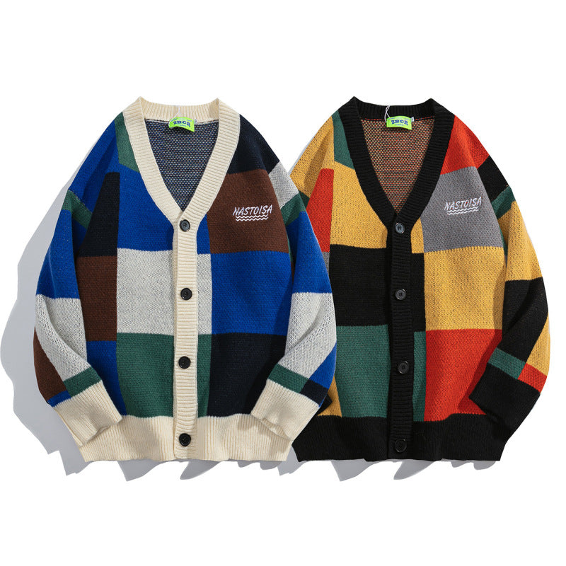 Colorful, stylish cardigan with unique 'NASTOUSA' logo, perfect for a trendy look. A&S Collection