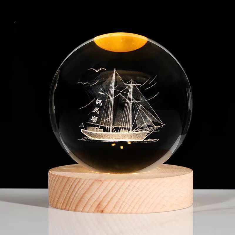 Luminous Starry Sky And Planets Moon Moon Crystal Ball Small Night Lamp Projection Ambience Light Creative Gift New Strange Gift A&S Collection
