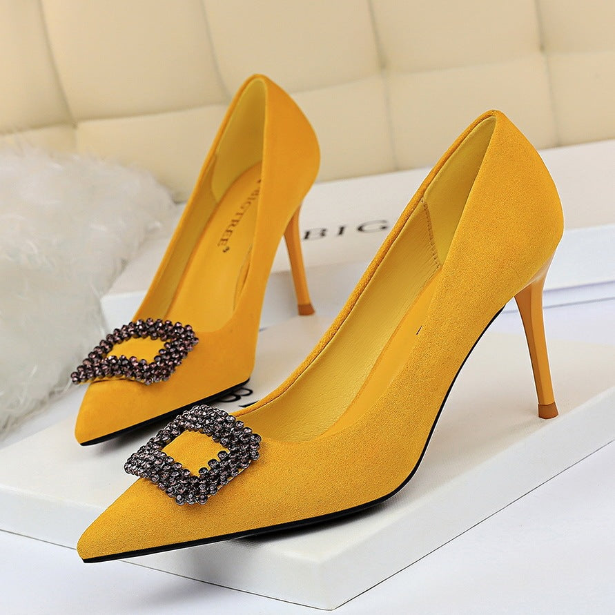 Shine Bright: Elegant Pointed Rhinestone High Heels for Every Occasion CJ