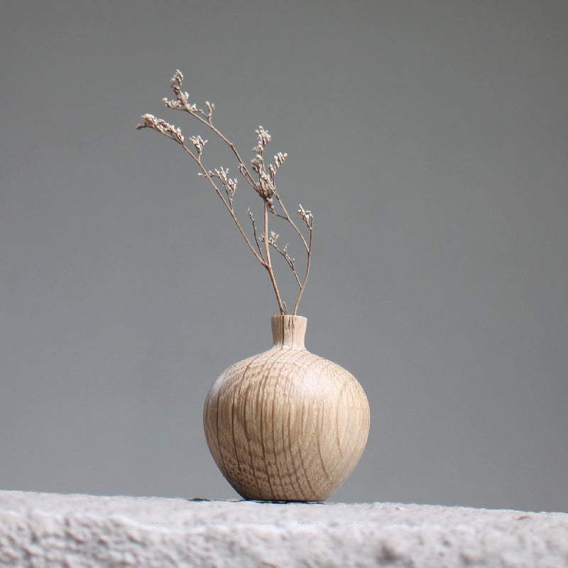 Japanese Style Groceries Solid Wood Dried Flowers And Flowerpot Wooden Craftwork Ins Vase A&S Collection