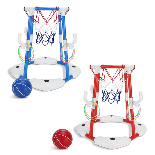 1Set Summer Pool Basketball Hoop Toy Set With 4 Basketballs 4 Circles Floating Swimming Pool Basketball Games Poolside Water Play Toy For 3 To 12Years Old Kids Adults A&S Collection