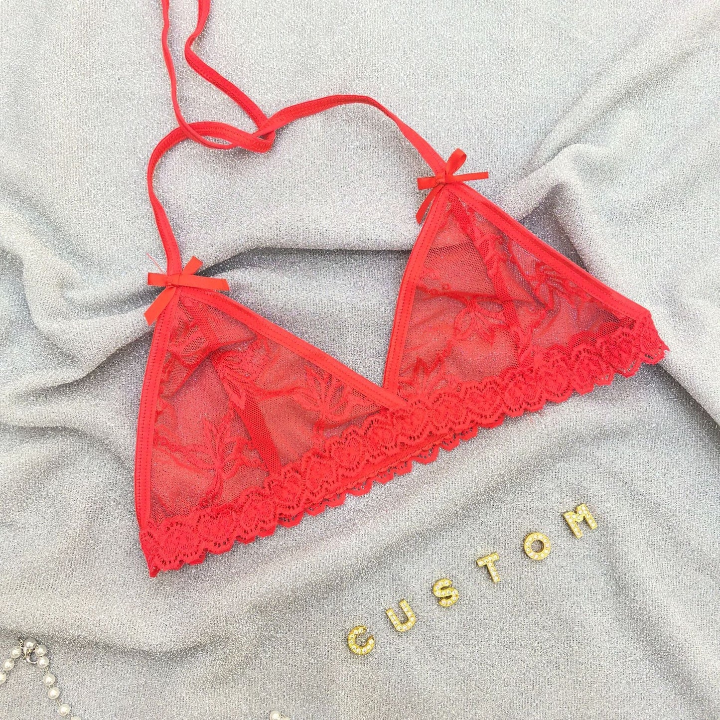 Custom Lingerie Set For Women Thong Panties Bra Set With Name Rhinestone Customized Thongs Personalized G-String Jewelry Gift CJ