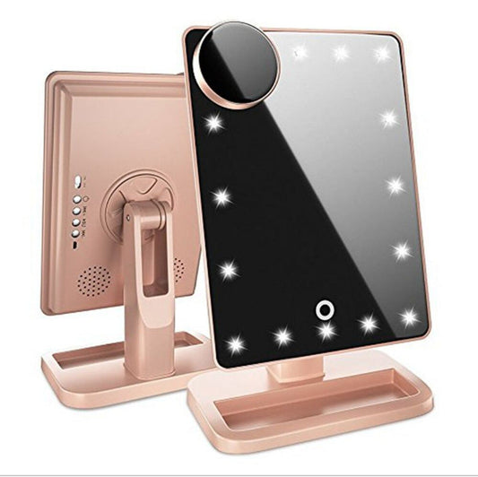 Touch Screen Makeup Mirror With 20 LED Light Bluetooth Music Speaker 10X Magnifying Mirrors Lights A&S Collection
