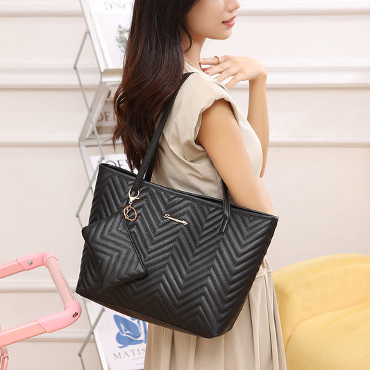 Women's Fashionable Wave Pattern Diamond Plaid Embroidered Shoulder Bag A&S Collection