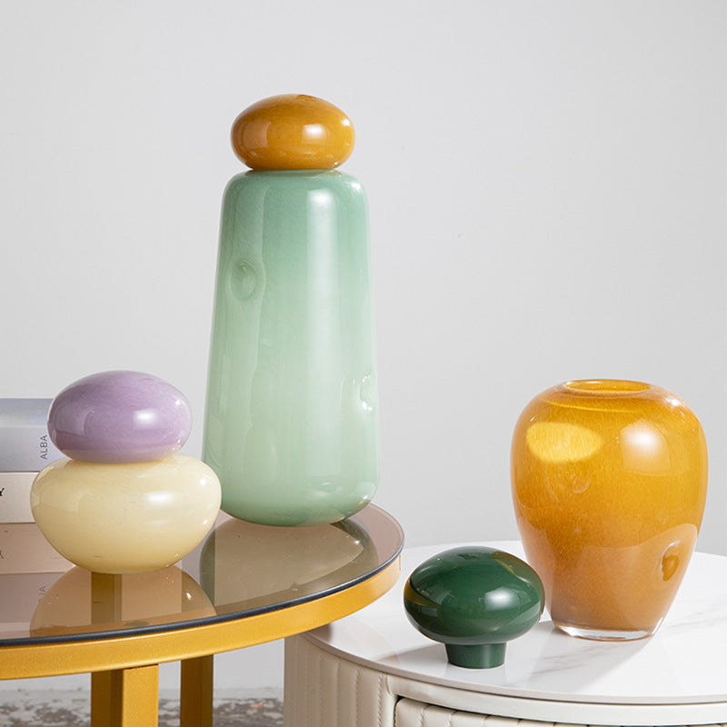 Charming candy ribbon vases—graceful accents for your home. CJ