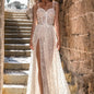 Europe and the United States foreign trade new women's halter sexy split wedding bridesmaid dress long cotton dress with chest A&S Collection
