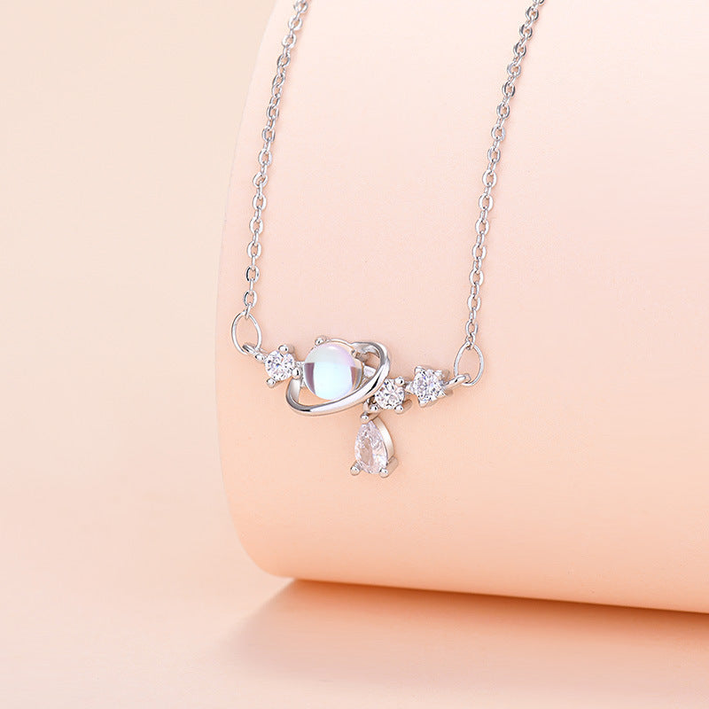 Exquisite planet necklace: trendy zircon drop, artistic and fashionable. A&S Collection