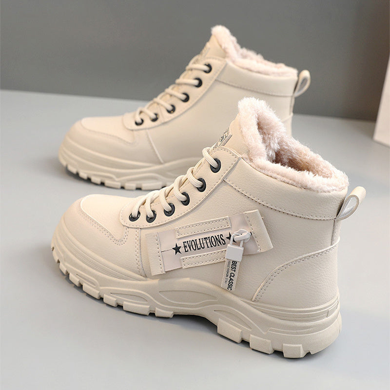 Fleece Lace-up Boots Winter Warm Short Plush High-top Shoes A&S Collection