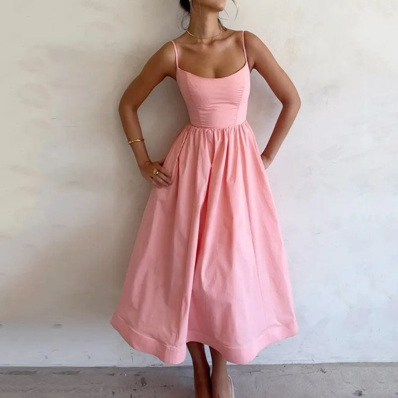 Fresh Solid Color Suspender Dress - Perfect for Sweet and Sexy Summer Style! CJ