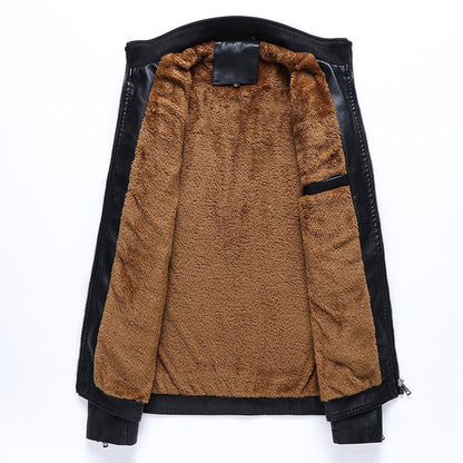 Men's new winter cashmere thick warm leather jacket PU leather jacket A&S Collection