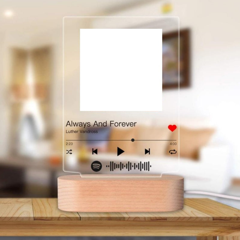 Customizable Photo Music Album Cover Night Light Carved Name Song Photo Frame A&S Collection