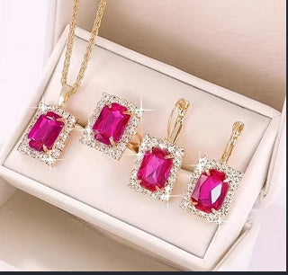 The Crystal Set Necklace Earring Ring Three-piece Set A&S Collection
