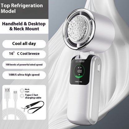 New Ice Pack High-Speed Handheld Eletirc Fan Speed Adjustable Folding Mini Fan Portable Outdoor Hanging Neck Small Fan A&S Collection
