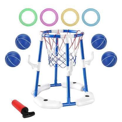 1Set Summer Pool Basketball Hoop Toy Set With 4 Basketballs 4 Circles Floating Swimming Pool Basketball Games Poolside Water Play Toy For 3 To 12Years Old Kids Adults A&S Collection
