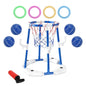 1Set Summer Pool Basketball Hoop Toy Set With 4 Basketballs 4 Circles Floating Swimming Pool Basketball Games Poolside Water Play Toy For 3 To 12Years Old Kids Adults A&S Collection