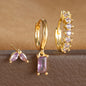 New 18K square le earrings Fashion zircon earrings jewelry three sets of earrings A&S Collection