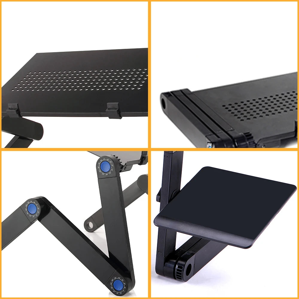 Adjustable Laptop Desk Stand Portable Aluminum Ergonomic Lapdesk For TV Bed Sofa PC Notebook Table Desk Stand With Mouse Pad A&S Collection