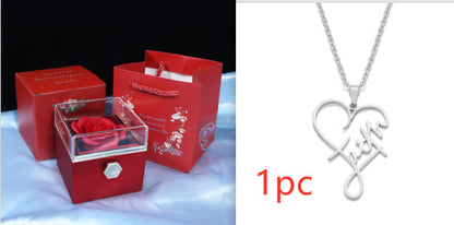 Rotating Soap Flower Rose Gift Box Creative Rotating Rose Jewelry Packaging Box Valentine's Day Gift For Women A&S Collection