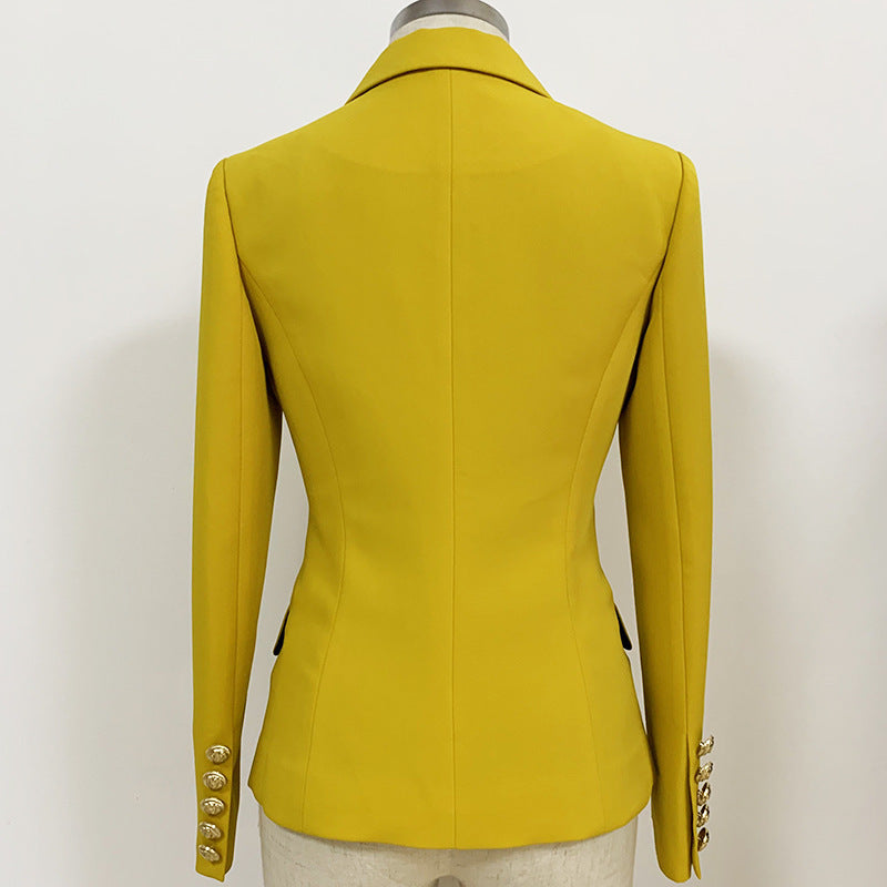 New star women's jacket jacket fashion metal lion head button double breasted slim suit tan A&S Collection