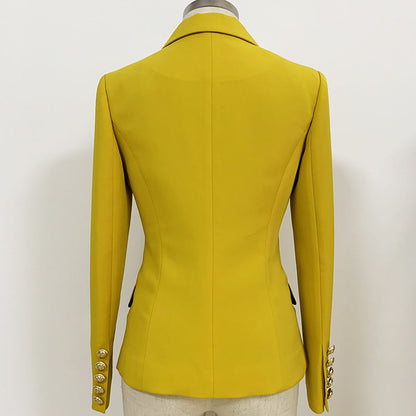 New star women's jacket jacket fashion metal lion head button double breasted slim suit tan A&S Collection