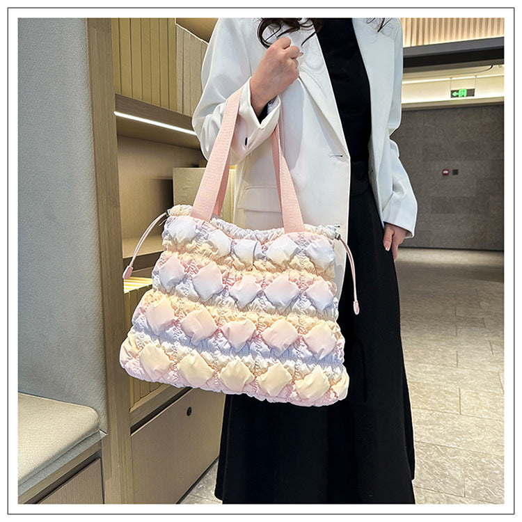 Elegant cloud tote: spacious, single shoulder, and soft down design A&S Collection