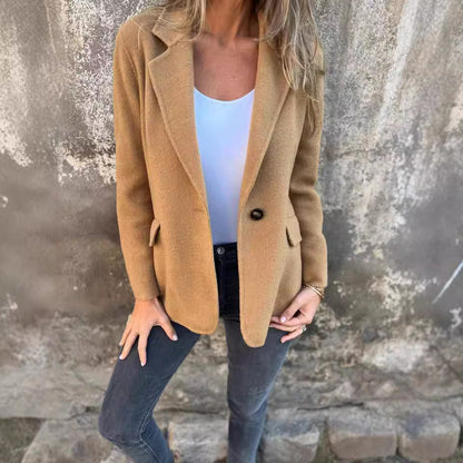 Ins Button Lapel Short Blazer Winter Fashion Commuter Jacket Outwear Women's Clothing A&S Collection