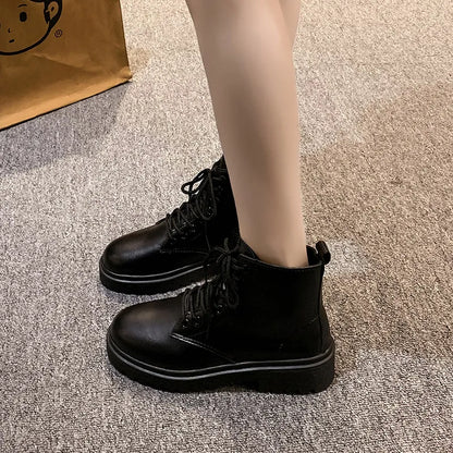 Round-Toe Lace-Up Martin boots.