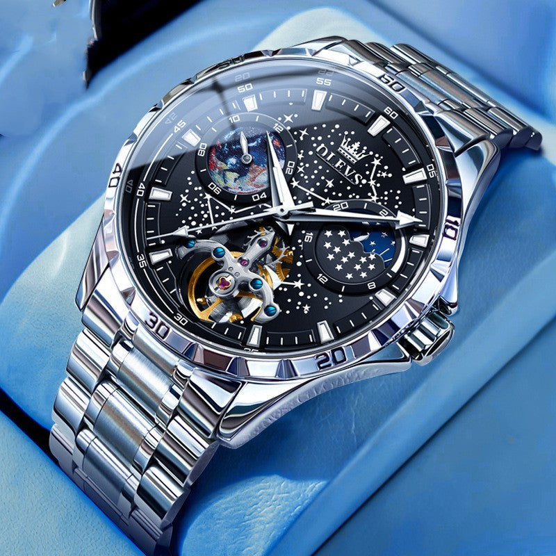 Fashion Starry Sky Mechanical Watch Business Hollow Waterproof Men A&S Collection