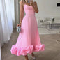 Fashion Suspenders Large Flower Swing Three-dimensional Flower A- Line Skirt Womens Clothing CJ