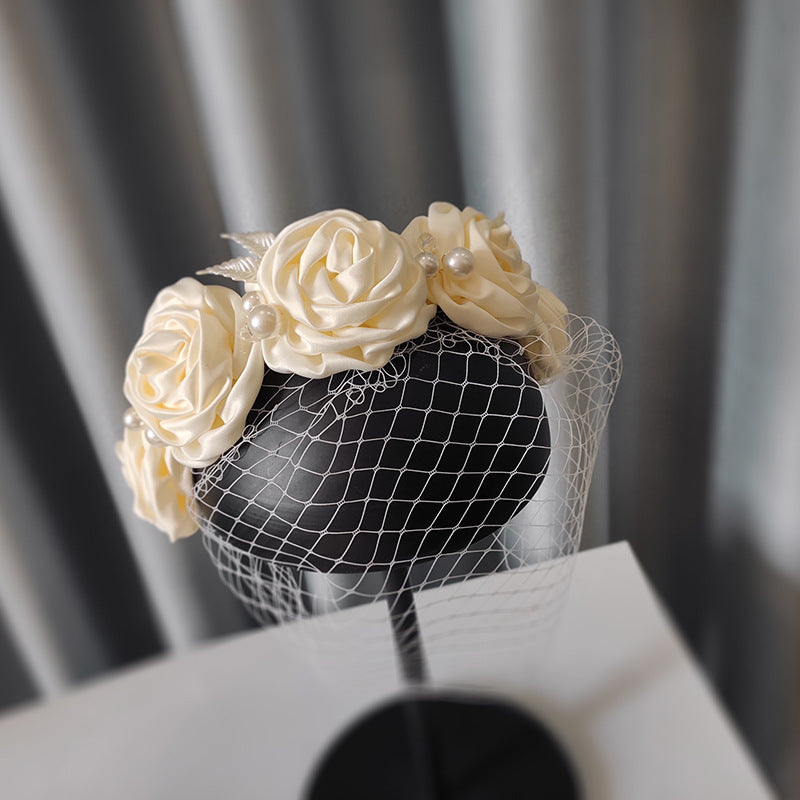 Bridal Large Flower Satin Veil Hair Hoop Headdress Wedding Dress With Accessories A&S Collection