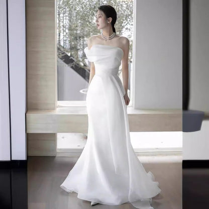 French Off-shoulder Light Wedding Dress Bride A&S Collection