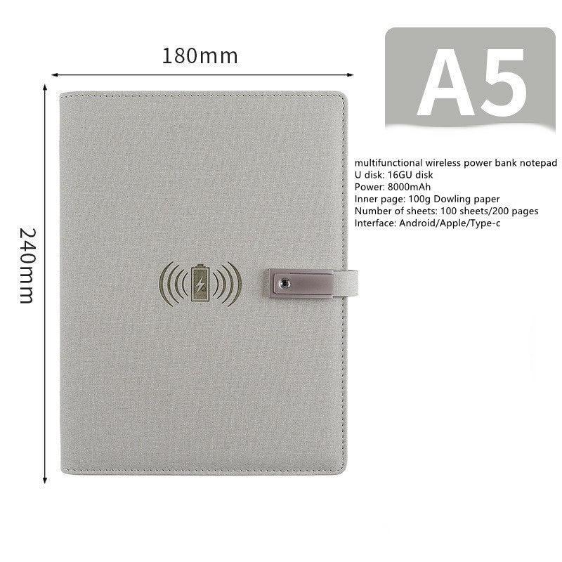 Multifunctional Power Bank Notepad With U Disk Business Suit