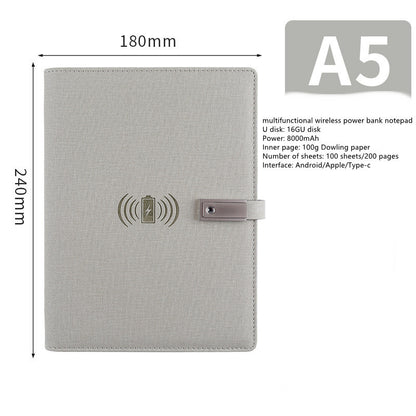 Multifunctional Power Bank Notepad With U Disk Business Suit