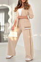 2 Pcs Set Women Suit Coat Pants Suit Lapel Long Sleeves Lady Jacket Wide Leg High Waist Trousers Female Commuting Office Outfit A&S Collection