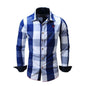 Foreign trade new European and American men's leisure long sleeve shirt plaid patchwork shirt casual fashion shirt A&S Collection