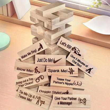 Couple Game Night Intimacy Block Tower Jenga Game Valentine Tumbling Tower Stacking Blocks Game Party Interactive Games 18 A&S Collection
