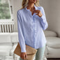 Striped Long Sleeve Shirt Fashion Ruffle Design Button Up Tops Casual Office Blouse Elegant Commuting Women's Clothing A&S Collection
