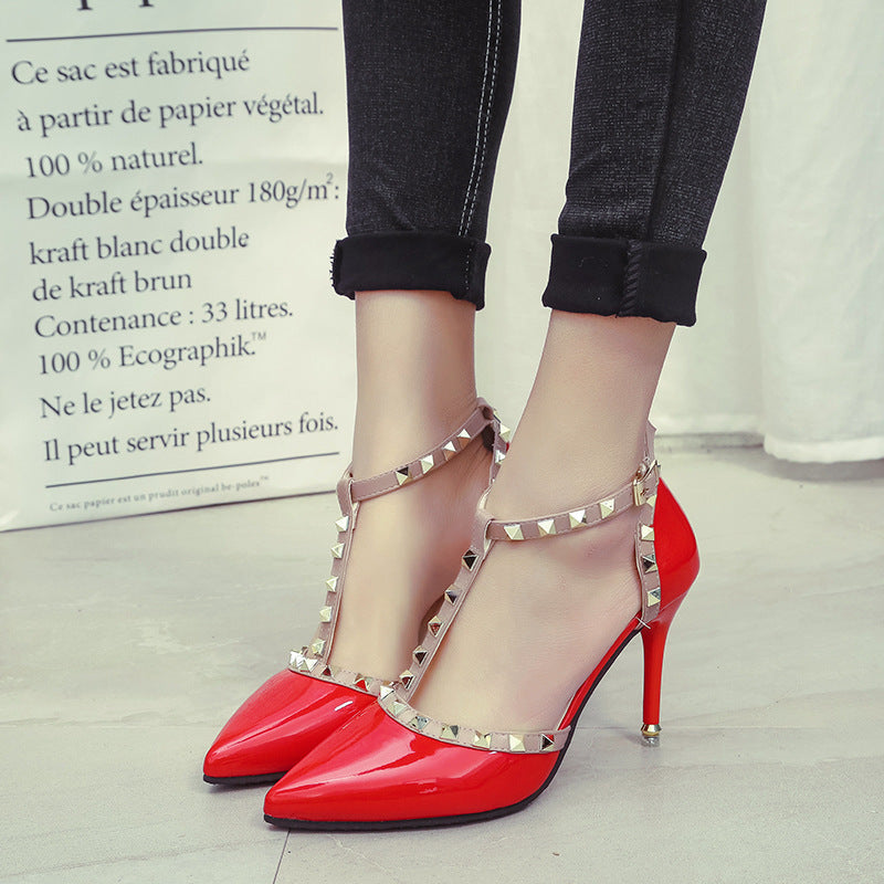 Turn Heads with Chic Studded Pointed High Heels for Women CJ