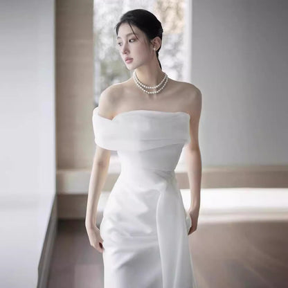 French Off-shoulder Light Wedding Dress Bride A&S Collection