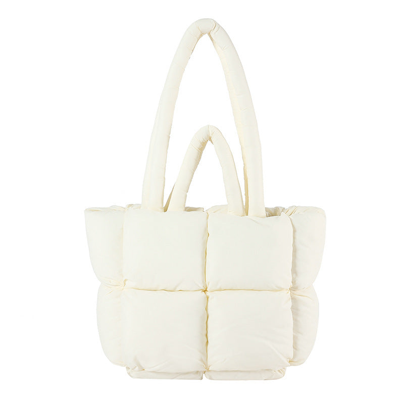 New Tote bag Puffer bag Quilted Bag women's large capacity soft advanced feeling filled cotton bag foreign style all underarm shoulder bag A&S Collection