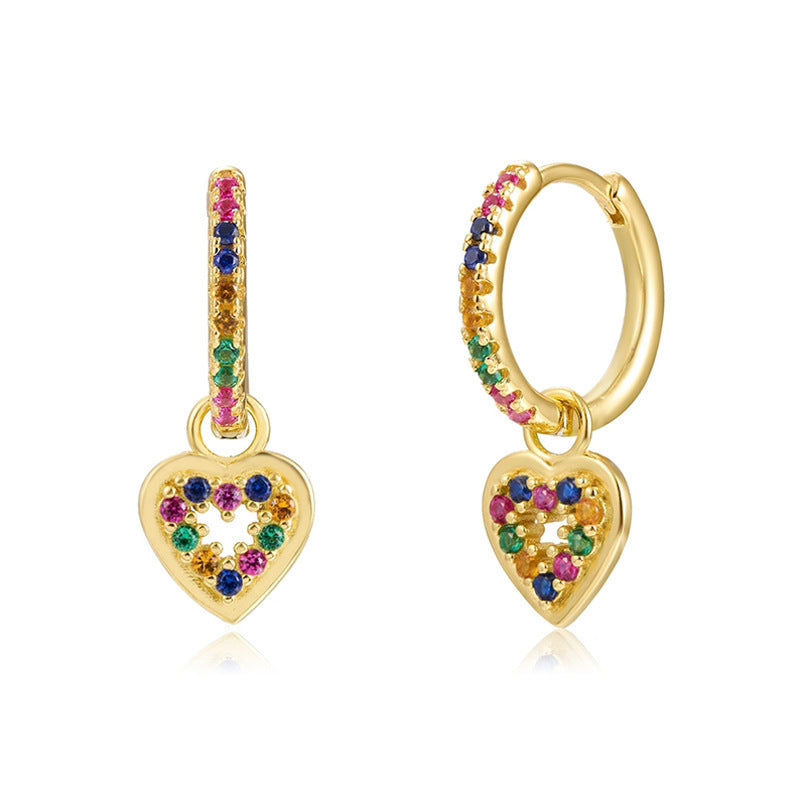 S925 Silver needle selling wind color earrings pendant female retro style studded with zircon earrings A&S Collection