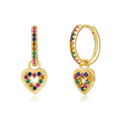 S925 Silver needle selling wind color earrings pendant female retro style studded with zircon earrings A&S Collection